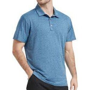 J. Crew Men's Performance Polo Shirt Blue Heathered Short Sleeve - Size S